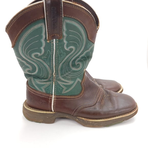 Durango Womens Emerald/Tan Leather Ultralite Saddle Cowboy Boots 6M - Picture 1 of 8